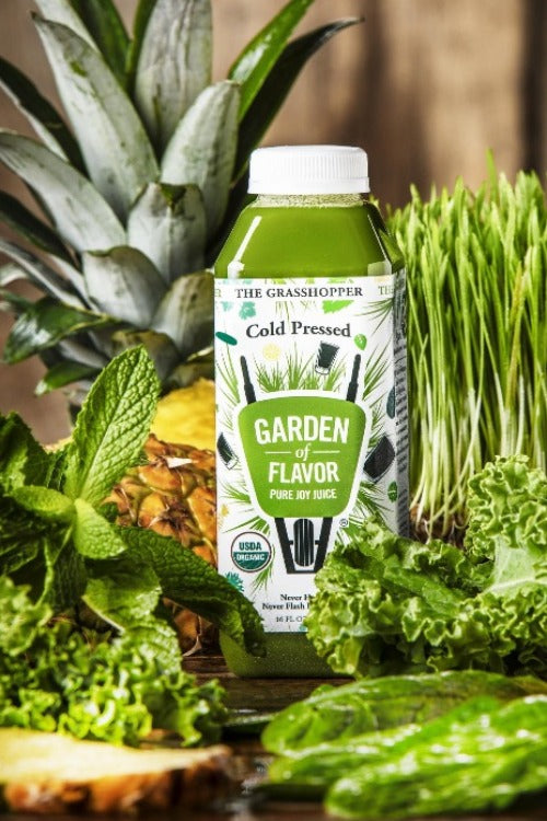 Garden of Flavor Cold-Pressed Juice, The Grasshopper, Wheatgrass and Pineapple organic juice, 16 oz